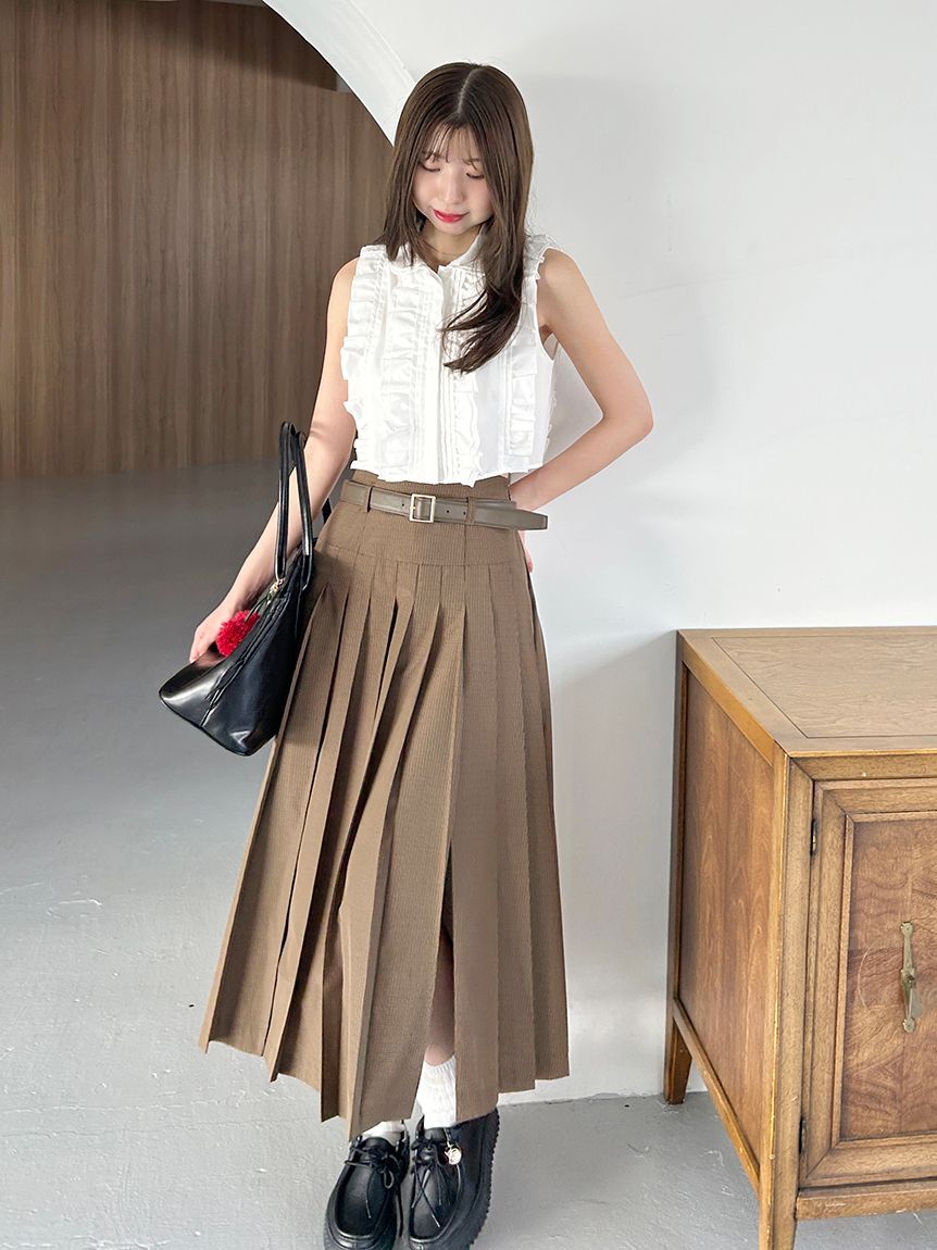 SNIDEL「ベルト付きプリーツロングスカート」|スカート|