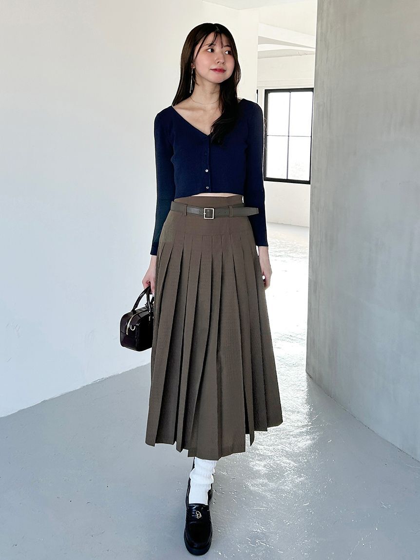 SNIDEL「ベルト付きプリーツロングスカート」|スカート|