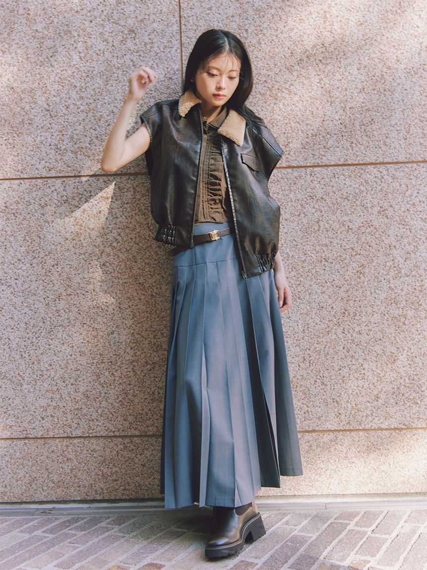 SNIDEL「ベルト付きプリーツロングスカート」|スカート|