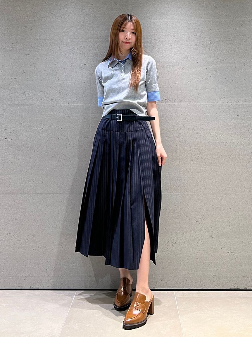 SNIDEL「ベルト付きプリーツロングスカート」|スカート|