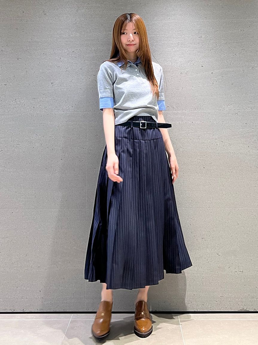 SNIDEL「ベルト付きプリーツロングスカート」|スカート|