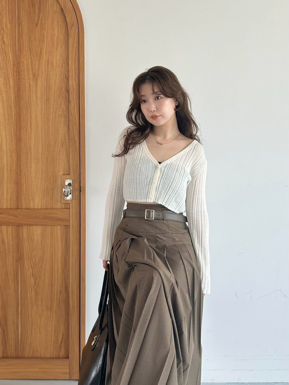 SNIDEL「ベルト付きプリーツロングスカート」|スカート|