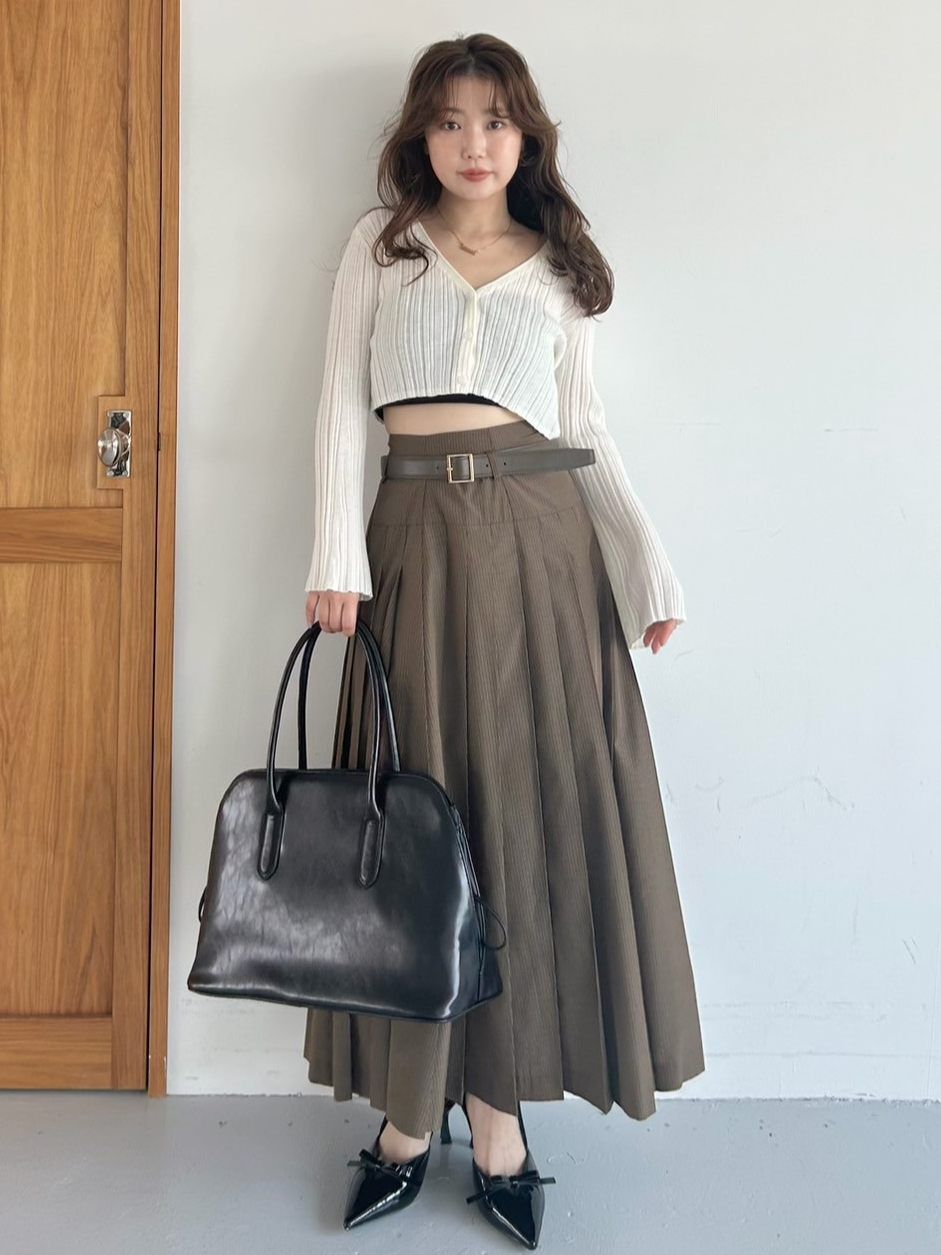 SNIDEL「ベルト付きプリーツロングスカート」|スカート|