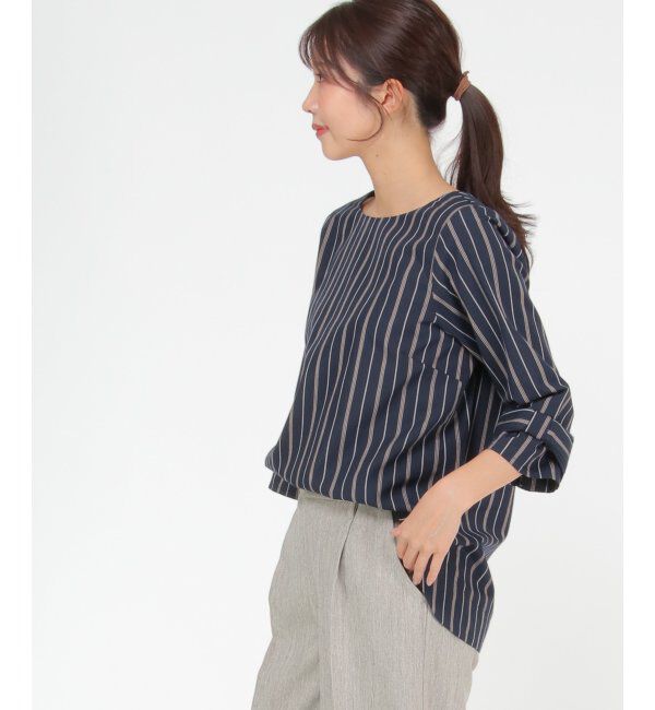 IKKA LOUNGE「袖リボンブラウス」|シャツ・ブラウス|ネイビー