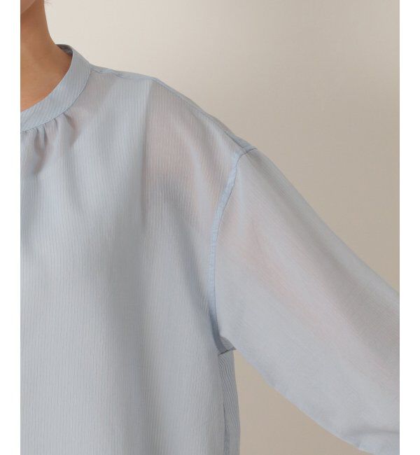 ikka「シアーストライプバンドカラーシャツ」|シャツ・ブラウス|