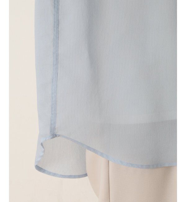 ikka「シアーストライプバンドカラーシャツ」|シャツ・ブラウス|