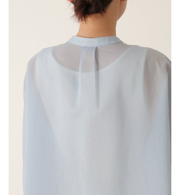 ikka「シアーストライプバンドカラーシャツ」|シャツ・ブラウス|