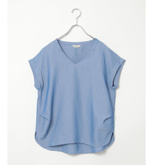 Lbc with Life「VネックTブラウス」|シャツ・ブラウス|ブルー