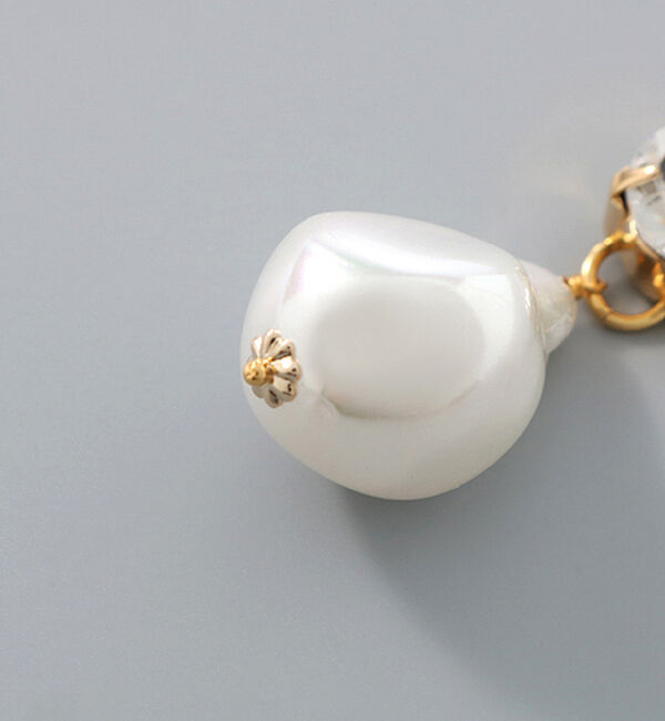  「ビジュー&times;ニュアンスパール ゴールドピアス」|ピアス|