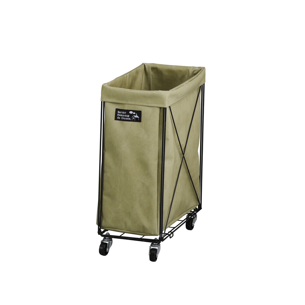 BACKYARD FAMILY「ランドリーバスケット キャスター 通販 スリム キャスター付き スリムカート 洗濯かご 洗濯カゴ」|その他|グリーン1