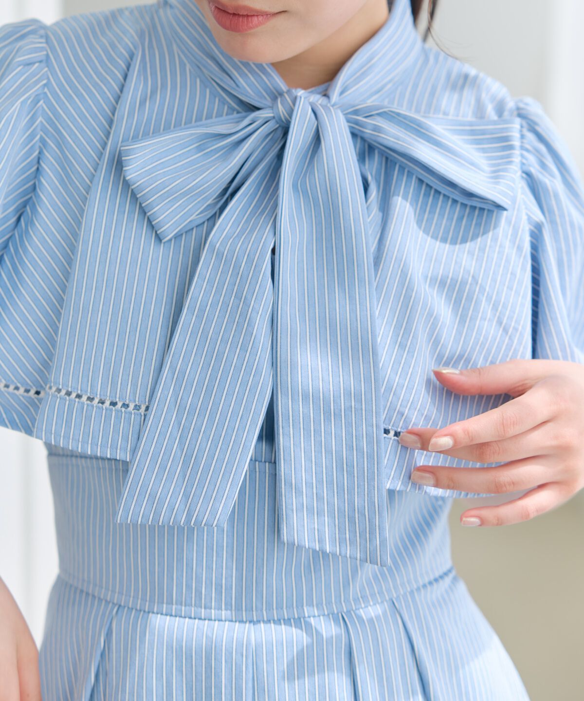 アンドクチュール「ケープデザインストライプワンピース」|ワンピース|