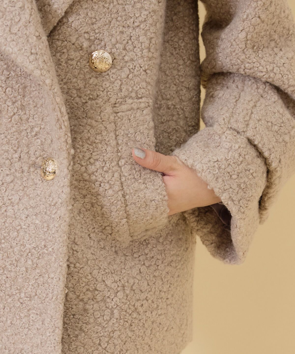 REDYAZEL「ボアダブルミドルコート」|ステンカラーコート|