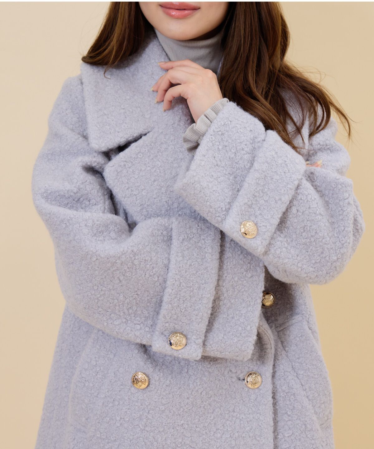 REDYAZEL「ボアダブルミドルコート」|ステンカラーコート|