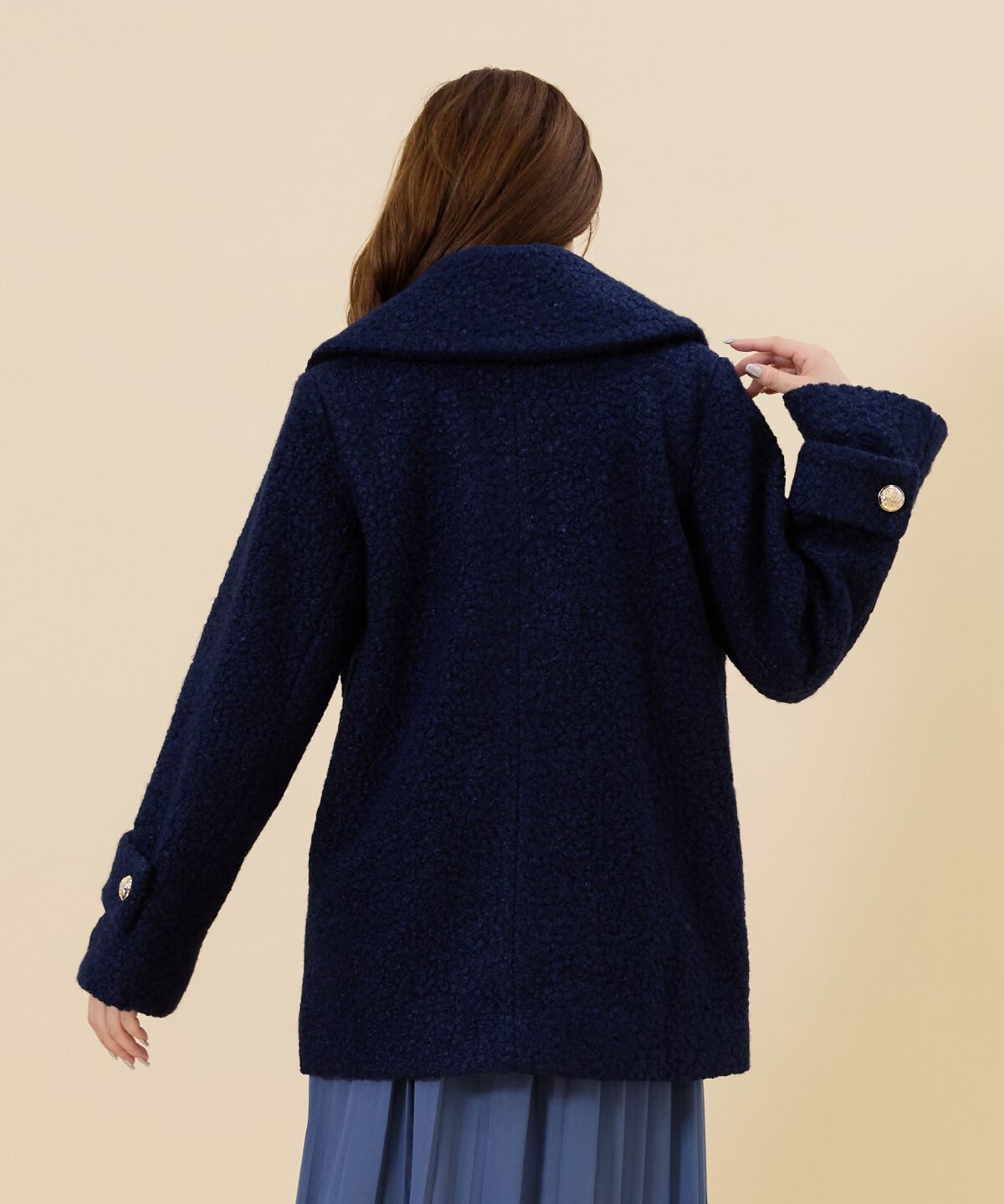 REDYAZEL「ボアダブルミドルコート」|ステンカラーコート|