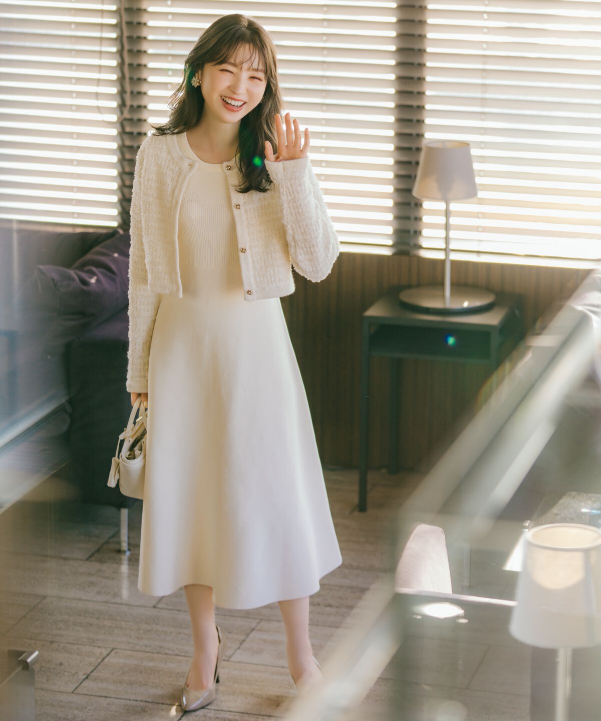 WILLSELECTION「ツイードジャケット&times;ニットワンピース」|ワンピース|オフ