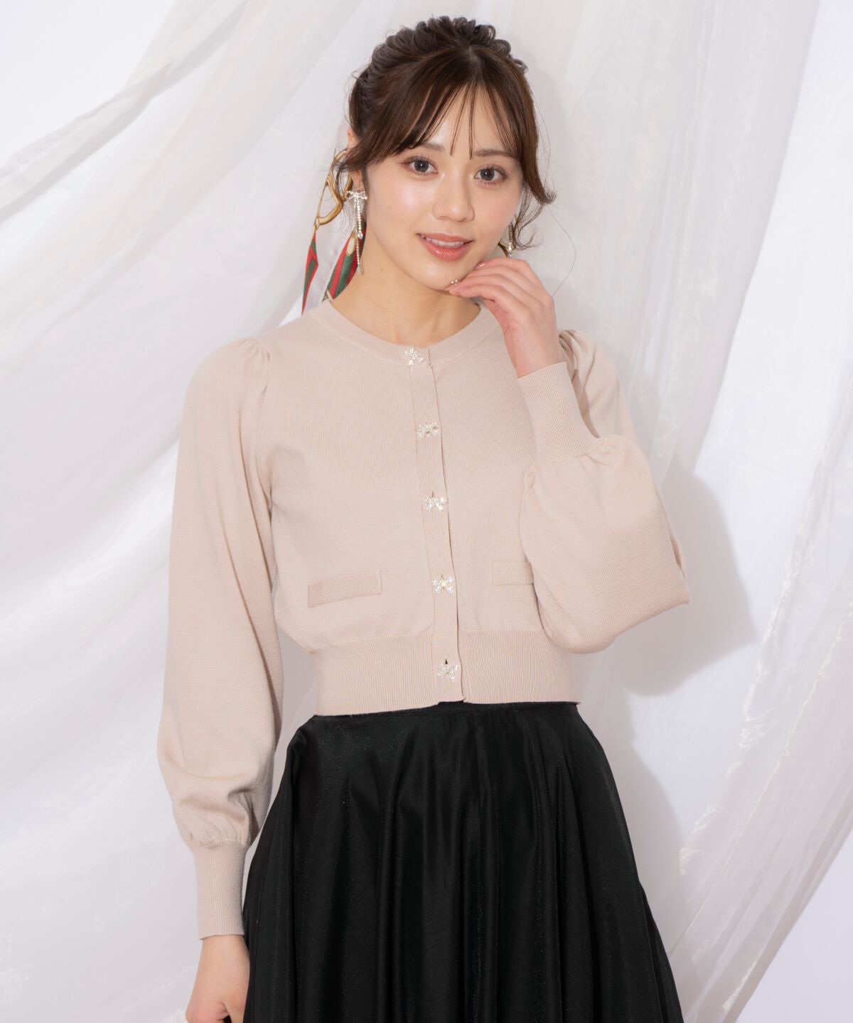 WILLSELECTION「ビジューリボンカーディガン」|カーディガン|