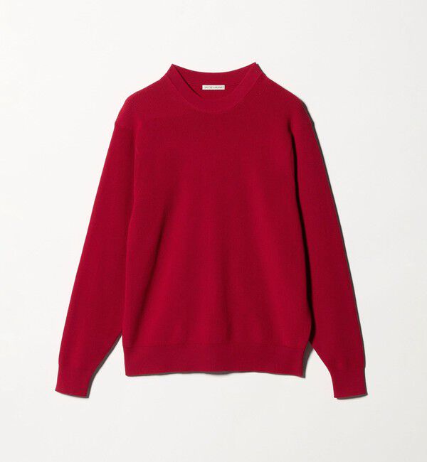 UNITED ARROWS「コットン/ポリエステル アゼ クルーネックニット」|ニット・セーター|RED