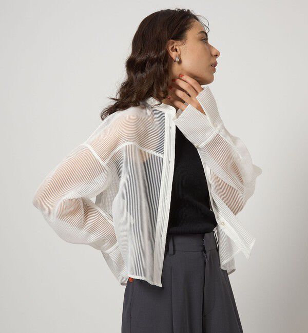 UNITED ARROWS green label relaxing「シアー コードレーン シャツ」|シャツ・ブラウス|WHITE