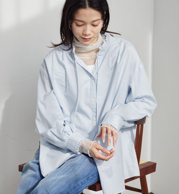 UNITED ARROWS green label relaxing「［size SHORTあり］フリルネック ブラウス」|シャツ・ブラウス|