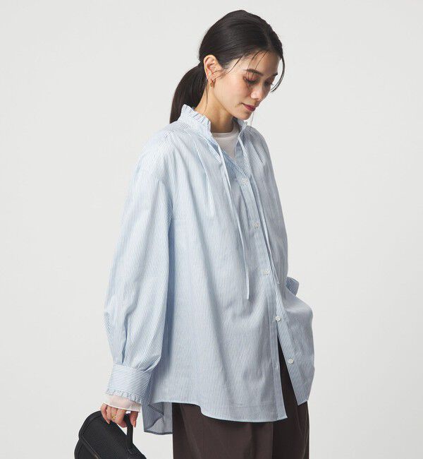 UNITED ARROWS green label relaxing「［size SHORTあり］フリルネック ブラウス」|シャツ・ブラウス|