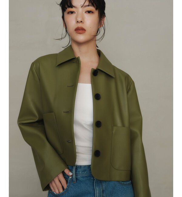 EMMEL REFINES「＜EMMEL REFINES＞EM レザーライク ショートブルゾン」|その他|OLIVE