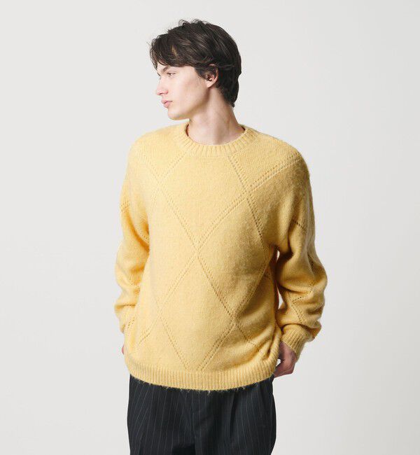 MONKEY TIME「モヘヤミックス ダイヤパターン クルーネック ニット」|ニット・セーター|