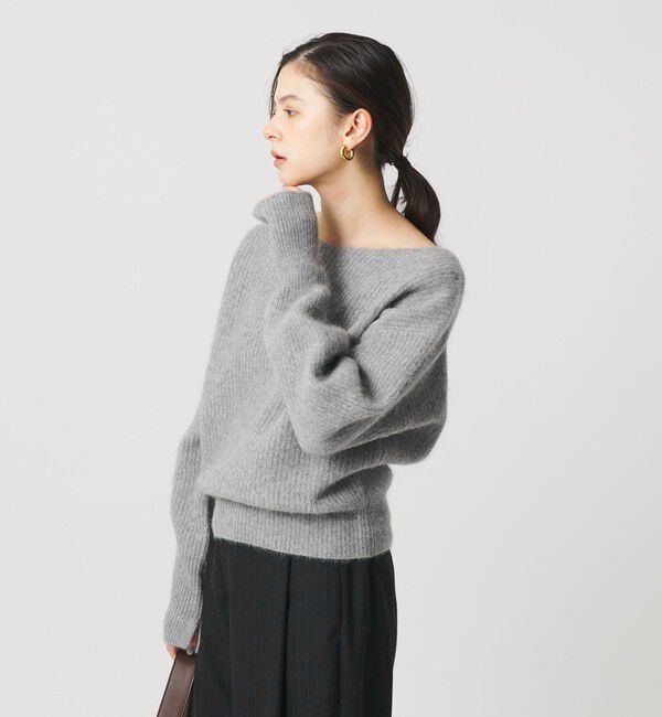 BEAUTY&YOUTH UNITED ARROWS「フォックスブレンド ボリュームスリーブ ボートネックニットプルオーバー」|ニット・セーター|MD.GRAY