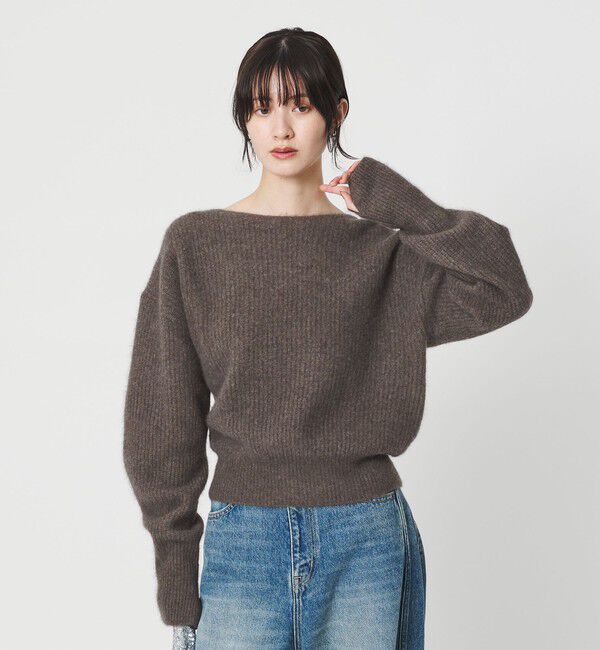 BEAUTY&YOUTH UNITED ARROWS「フォックスブレンド ボリュームスリーブ ボートネックニットプルオーバー」|ニット・セーター|