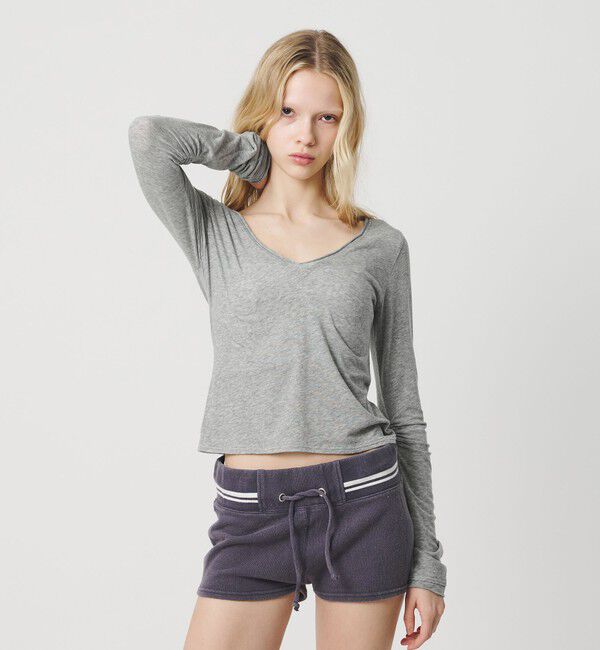 ATTISESSION「＜ATTISESSION＞Vネック ロングスリーブ トップス」|Tシャツ・カットソー|MD.GRAY