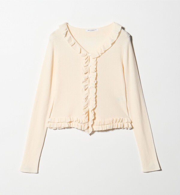 BEAUTY&YOUTH UNITED ARROWS「フリル フロントボタン カーディガン ウォッシャブル」|カーディガン|OFF WHITE