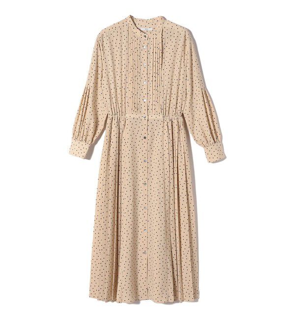 SHIPS for women「【WEB限定】〈手洗い可能〉ドット / 花柄 バンドカラー サイド プリーツ ワンピース」|ワンピース|