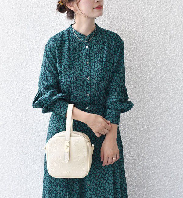 SHIPS for women「【WEB限定】〈手洗い可能〉ドット / 花柄 バンドカラー サイド プリーツ ワンピース」|ワンピース|