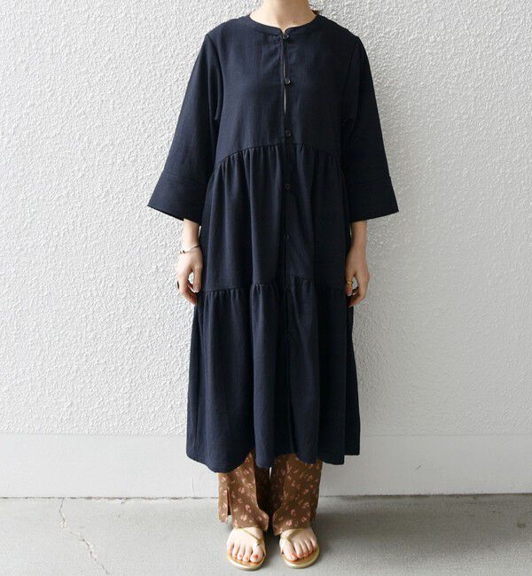 SHIPS any「SHIPS any:〈洗濯機可能〉リサイクル ブレンドリネン ティアード ワンピース 羽織り」|その他|