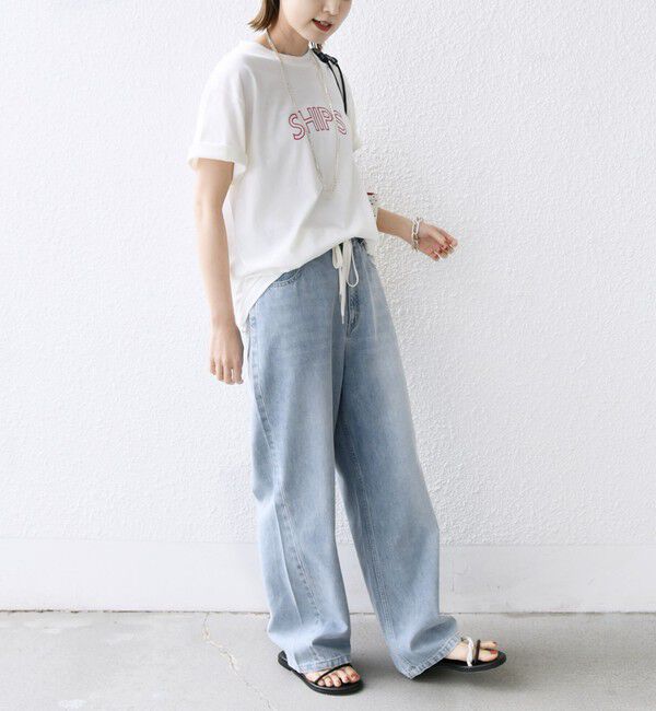 SHIPS for women「【WEB限定】 SHIPS ラウンド プリント ロゴ TEE」|Tシャツ・カットソー|