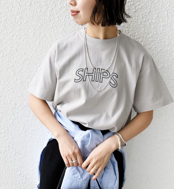 SHIPS for women「【WEB限定】 SHIPS ラウンド プリント ロゴ TEE」|Tシャツ・カットソー|