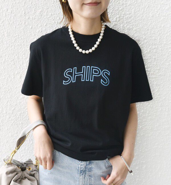 SHIPS for women「【WEB限定】 SHIPS ラウンド プリント ロゴ TEE」|Tシャツ・カットソー|