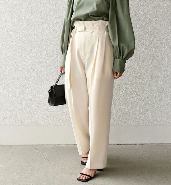 SHIPS any「SHIPS any:〈洗濯機可能〉ハイウエスト センタープレス ロング パンツ」|その他|オフホワイト