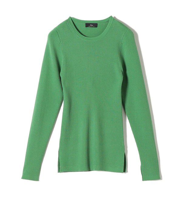 SHIPS for women「SHIPS Primary Navy Label:〈手洗い可能〉リブ クルーネック プルオーバー」|ニット・セーター|グリーン
