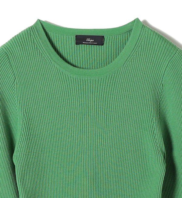 SHIPS for women「SHIPS Primary Navy Label:〈手洗い可能〉リブ クルーネック プルオーバー」|ニット・セーター|
