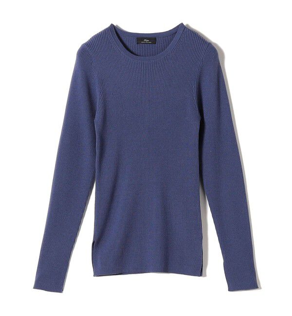 SHIPS for women「SHIPS Primary Navy Label:〈手洗い可能〉リブ クルーネック プルオーバー」|ニット・セーター|ブルー
