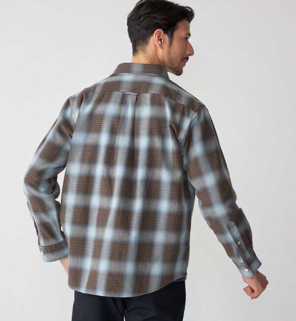 SHIPS「SHIPS: Shuttle notes レギュラーカラー オンブレチェック 長袖 ネルシャツ」|シャツ・ブラウス|