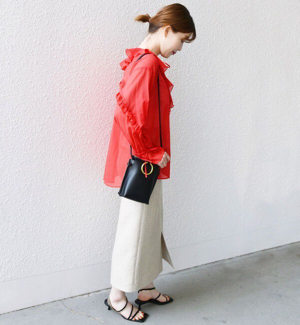 SHIPS for women「* 〈手洗い可能〉強撚 コットン シアー ボイル フリル ブラウス ◇」|シャツ・ブラウス|