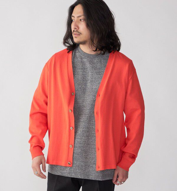 SHIPS「SHIPS: 〈手洗い可能〉14ゲージ TEXBRID(R) リネン カーディガン」|カーディガン|オレンジ