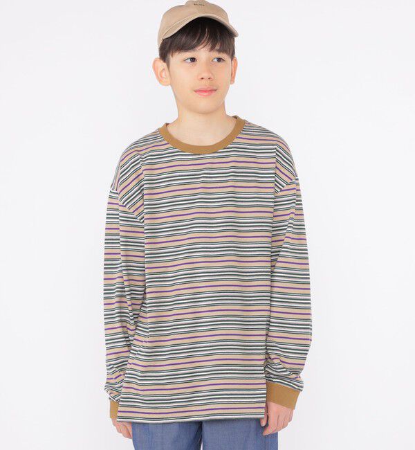 SHIPS KIDS「SHIPS KIDS:140～160cm / マルチ ボーダー 長袖 TEE」|Tシャツ・カットソー|