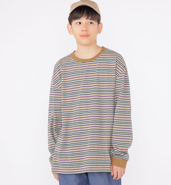 SHIPS KIDS「SHIPS KIDS:140～160cm / マルチ ボーダー 長袖 TEE」|Tシャツ・カットソー|