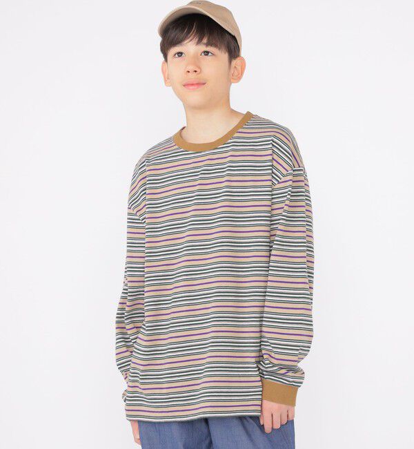 SHIPS KIDS「SHIPS KIDS:140～160cm / マルチ ボーダー 長袖 TEE」|Tシャツ・カットソー|