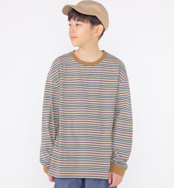 SHIPS KIDS「SHIPS KIDS:140～160cm / マルチ ボーダー 長袖 TEE」|Tシャツ・カットソー|