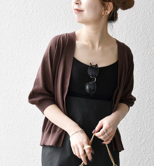 SHIPS any「SHIPS any:〈手洗い可能〉リネン ミックス Vネック ショート シアー カーディガン」|カーディガン|