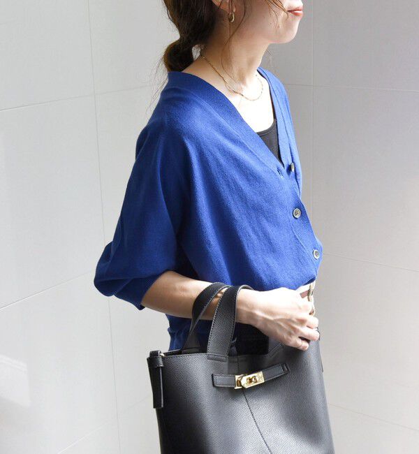 SHIPS any「SHIPS any:〈手洗い可能〉リネン ミックス Vネック ショート シアー カーディガン」|カーディガン|