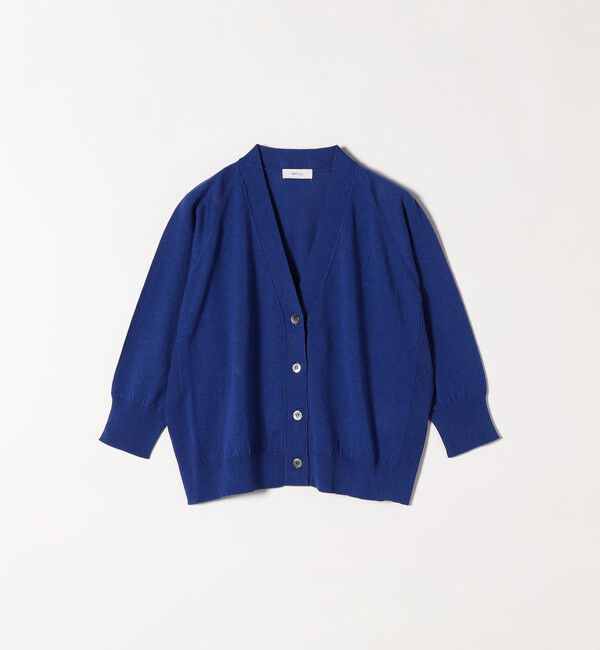 SHIPS any「SHIPS any:〈手洗い可能〉リネン ミックス Vネック ショート シアー カーディガン」|カーディガン|
